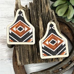 Sierra Nevada wood cattle tag earrings